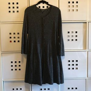 Eileen Fisher Silk Gray Long Cardigan Medium